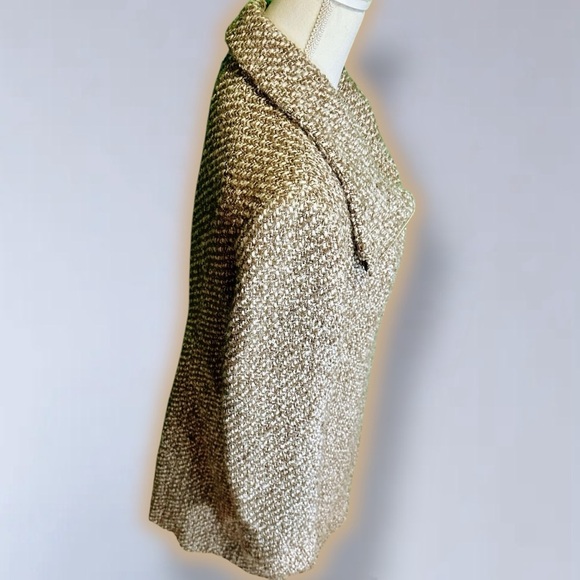 Calvin Klein Women’s Brown Tweed Wool Blend Asymmetrical ‘Walker’ Coat Size L - Picture 8 of 16